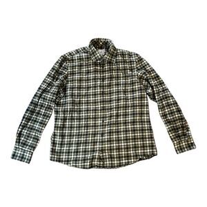 Johnnie O Flannel Shirt Mens Large Green Black Plaid Hangin Out Long Sleeve